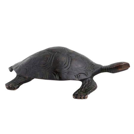 Intricately Carved Black  Brass Turtle Figurine Feng Shui Gift