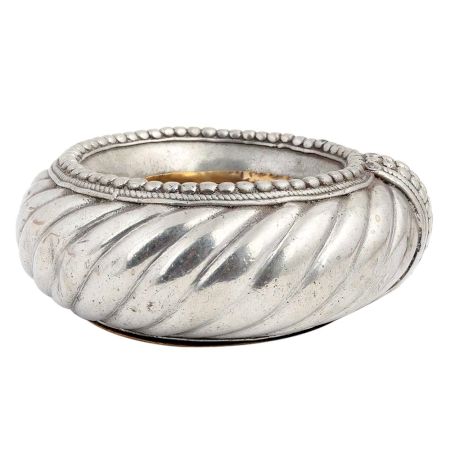 Brass Spiral Design Ashtay  With Silver Finish