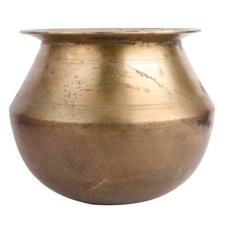 Golden Brass Water Storage Pot With Smooth Finish