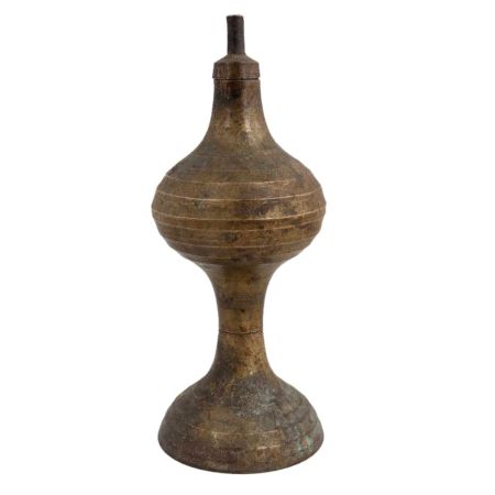 Mid Century Brass Hourglass Shaped Oil Lamp