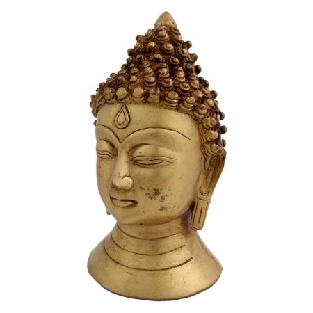 Brass Buddha Head Statue Showpiece