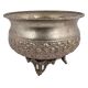 Old Copper Floral Design Embossed Bowl With Legs