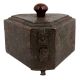 Six Sided Brass Box Floral Design Engraved Storage Box Knob Finial Lid