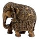 Engraved Brass Elephant Statue Trunk Up Showpiece