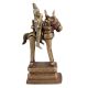 Brass Warrior With Consort Statue On Platform For Decoration