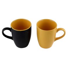 Decorative Handcraft Ceramic Black & Yellow Coffee Mug in Set Of 2