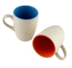 Designer Handcraft Ceramic Blue & Orange Coffee Mug In Set Of 2