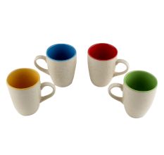 Designer Handcraft Ceramic Multicolour Coffee Mug In Set Of 4