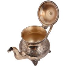 Brass Tea Pot Silver Polish Rare And Unique Floral Design