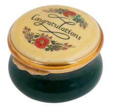 Congratulation Green Floral Painted Porcelain Box