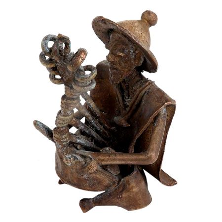 Brass Tribal Musician With Rare Musical Instrument