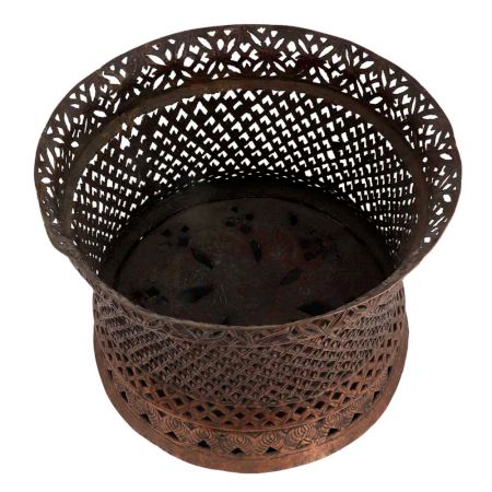 Hand Carved Copper Jali Work Tea light Holder For Religious Purpose