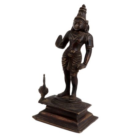 Brass Kartikey With Peacock Religious Statue