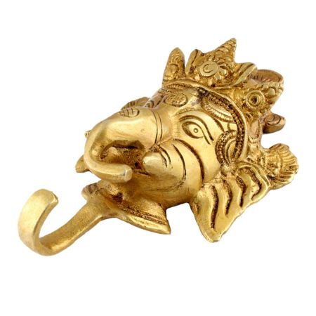 Magnificent Brass Ganesha Face Single Hook