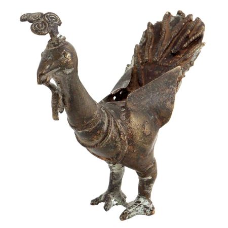 Pure Brass Peacock Figurine In Antique Finish