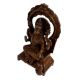 Engraved Brass Sitting Statue Blessing Pose With Owl