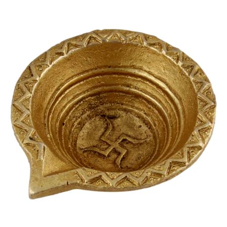 Brass Diya Oil Lamp Swastika Diwali Decoration
