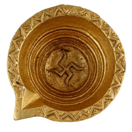 Brass Diya Oil Lamp Swastika Diwali Decoration