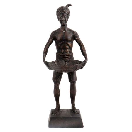 Brass Indian Farmer With Vegetable Basket