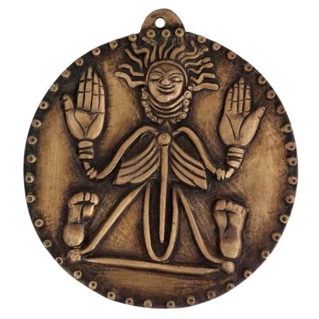 Round Brass Himalayan Art Wall Hanging Plate