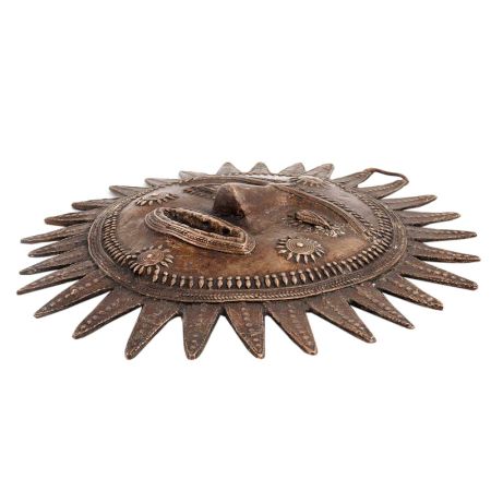 Brass Tribal Sun Face Wall Hanging