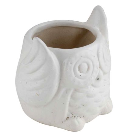 Handmade White Owl Ceramic Pot And Planter