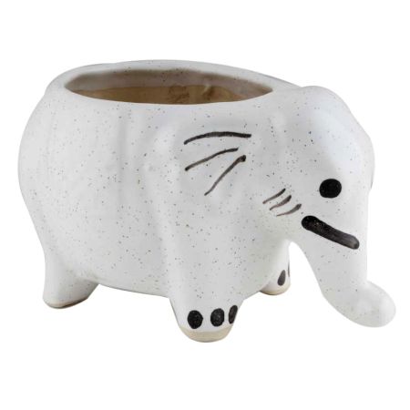 Ceramic White Round Elephant Planter Pot