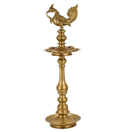 Peacock DesignÂ Brass Oil Lamp Deepam Deepak Diya