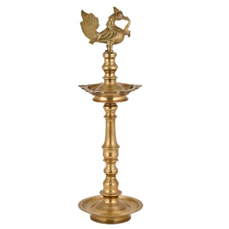 Brass Peacock Oil Diya Inauguration Lamp for Temples