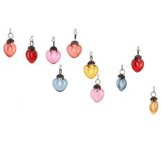 Multic-Color Heart Combo Glass Tiny Christmas Hanging Set of 25
