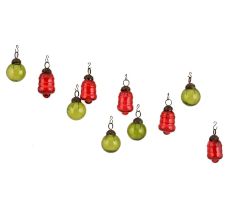 Olive Green Red Combo Glass Tiny Christmas Hanging Set of 25