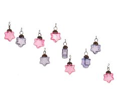 Slate Blue Purple Combo Glass Tiny Christmas Hanging Set of 25