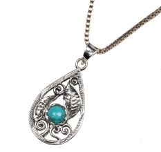 92.5 Sterling silver Pendant with Blue Turquoise Stone