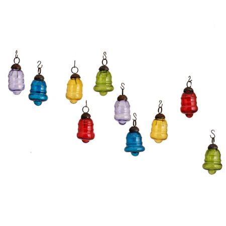 Multic-Color Bell Combo Glass Tiny Christmas Hanging Set of 25