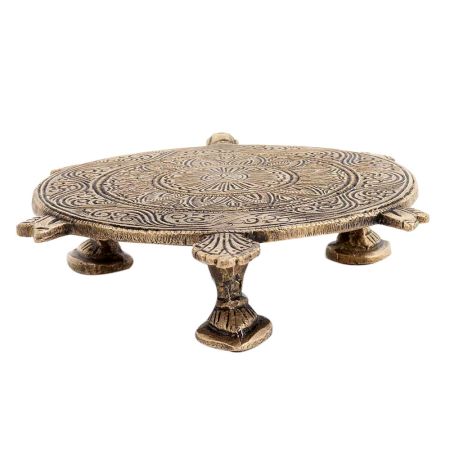 Finely Carved Brass Turtle Table For Decoration