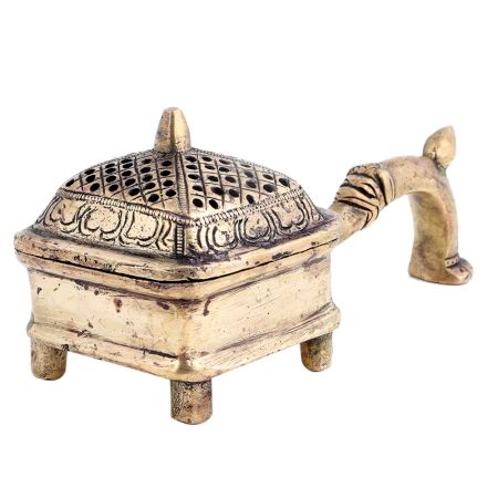 Brass Jali Box Incense Burner With A long handle