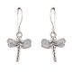 92.5 Sterling Silver Dragon Fly Hoop Dangle Earrings