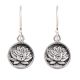 Lotus Flower Round 92.5 Sterling Silver Earrings