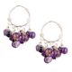 PurpleÂ Round  Stone Bead Nuggets Sterling Silver Hoop Earrings