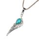 Turquoise Teardrop Feather Embedded 92.5 Sterling Silver Jewelry