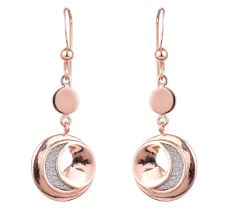 Crescent Moon 92.5 Sterling Silver Dangle Earrings In Pink Polish