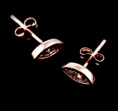 92.5 Sterling Silver Oval Crystal Stud Earrings Rose gold Finish