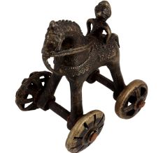 Indian Brass Horse on Wheel Toy For Home Decoration