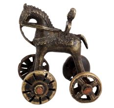 Indian Brass Horse on Wheel Toy For Home Decoration