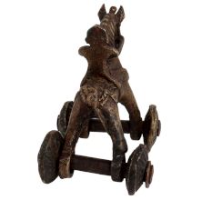 Brass Horse and Rider on Wheels East Indian Temple Toy