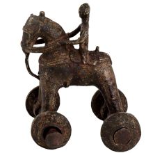Brass Primitive Temple Toy Of Rider On Big Wheels