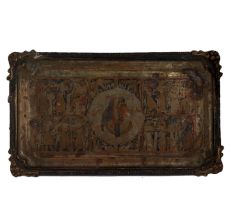 Brass Rectangular Tray  Hand Painted Pharaoh And Chario Pictures