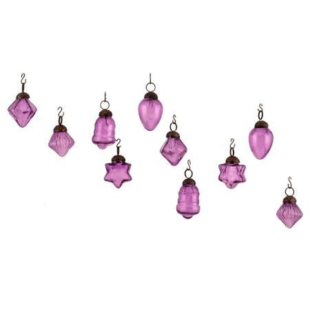 Purple Combo Glass Tiny Christmas Hanging Set of 25