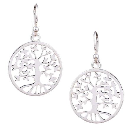 Circular Tree Of Life 92.5 Sterling Silver Earrings