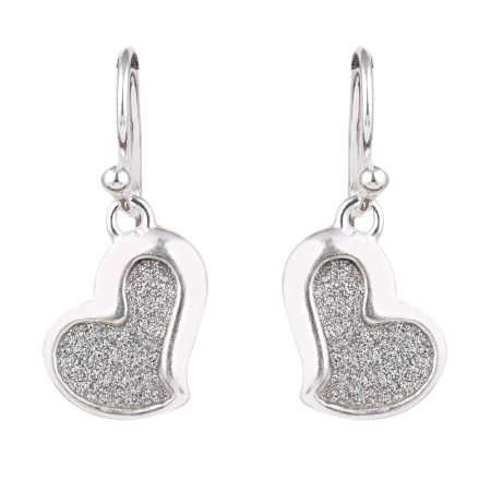 Shimmery Heart Shape Pendant 92.5 Sterling Single Earrings